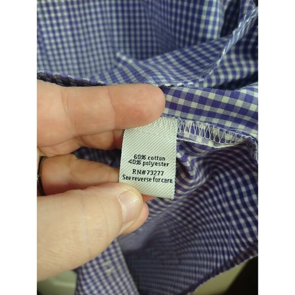 Croft&Barrow Men's L Shirt Purple White Checked Collared Button Shirt Sleeve - Picture 7 of 9